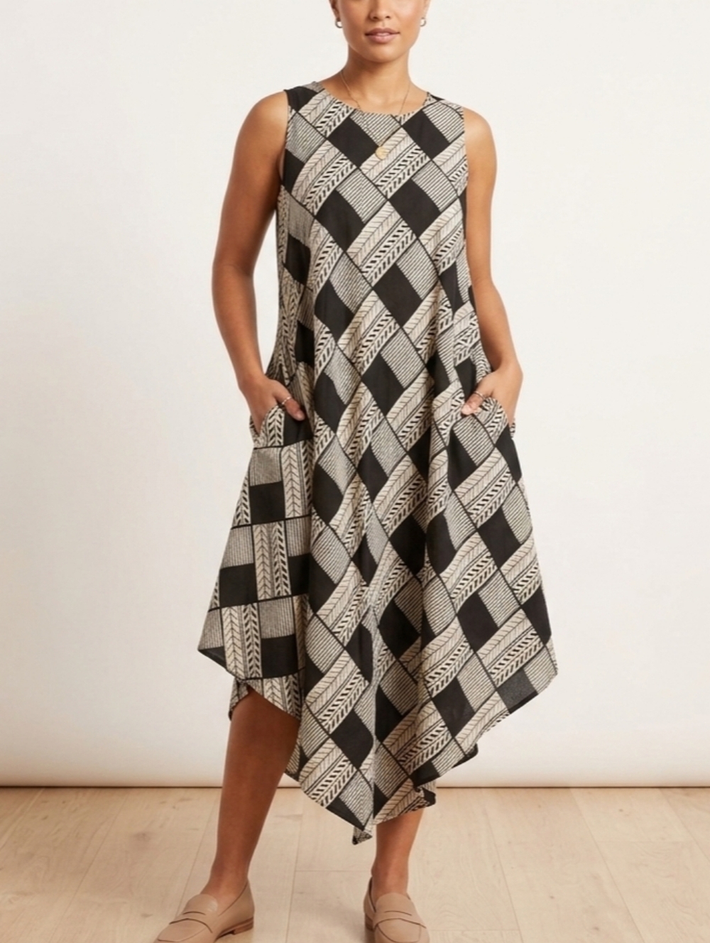 XPRESS Size L Black and White Sundress 55%cotton  45%polyester